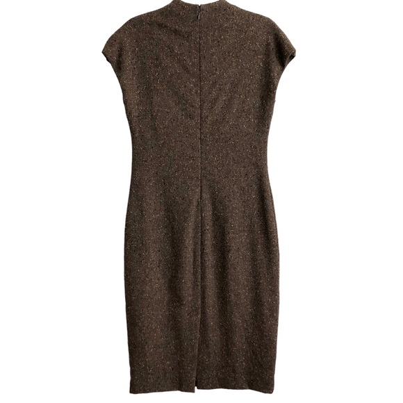 Vintage Vera Wang Autumn Brown Tweed Cap Sleeve Alpaca Wool Sheath Dress 6 EUC - Picture 2 of 8